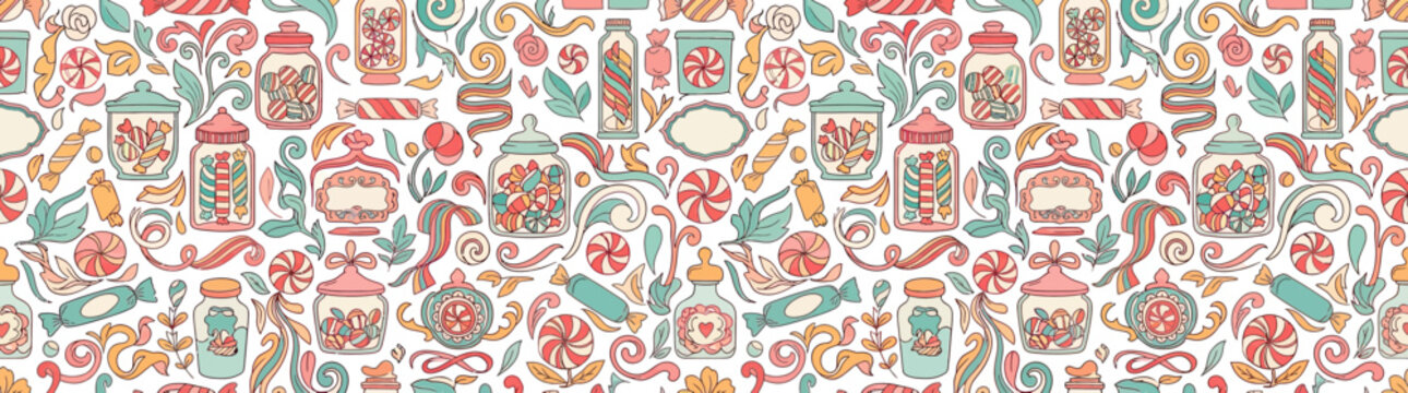 Sweet Treats Pattern: Jars, Candies, and Swirls
