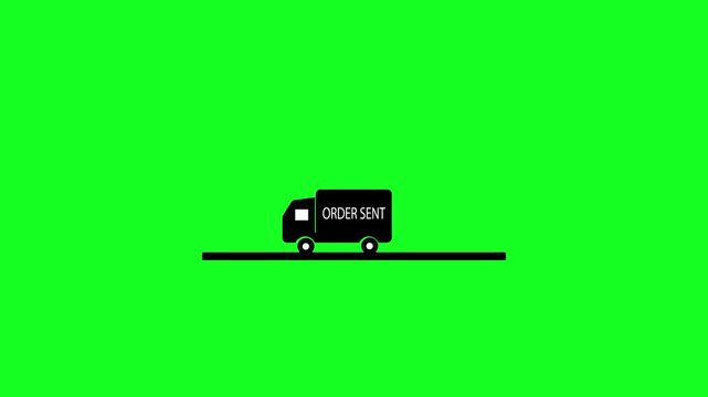 Animated moving delivery truck icon, with transparent background. Delivery icon concept.