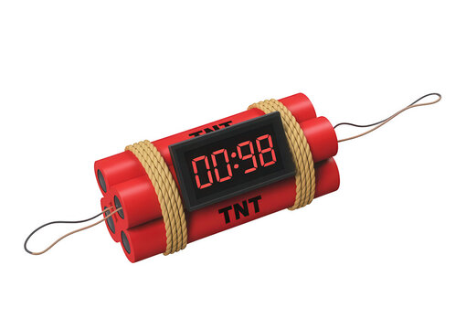 3d render of a dynamite stick bomb with a digital timer isolated on transparent background