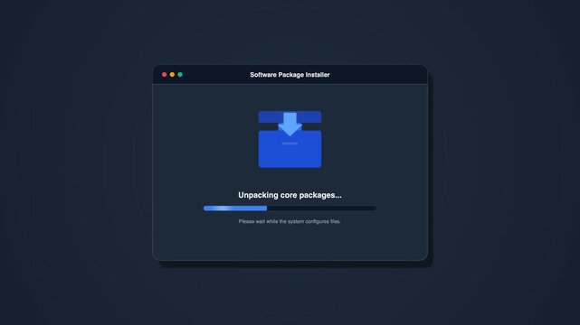 Computer software installation progress screens