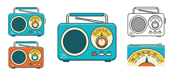 Retro Portable Radio with Antenna and Tuning Dial © Anggrek