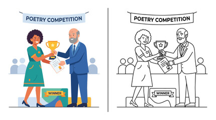 Poetry Competition Winner Receiving Trophy and Certificate