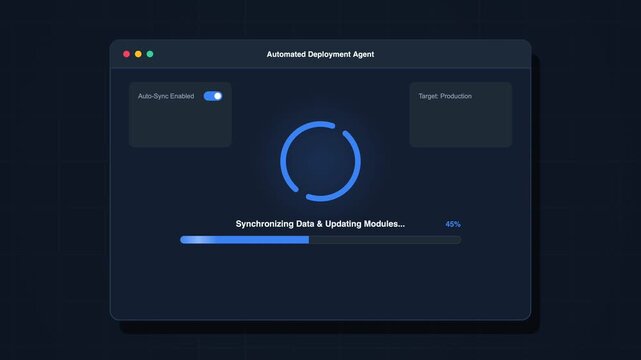 Digital system update progress interface animation