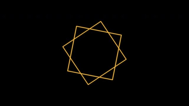 Offset Square Star Rotating Line Border, Seamless Loop, Gold Alpha 4K