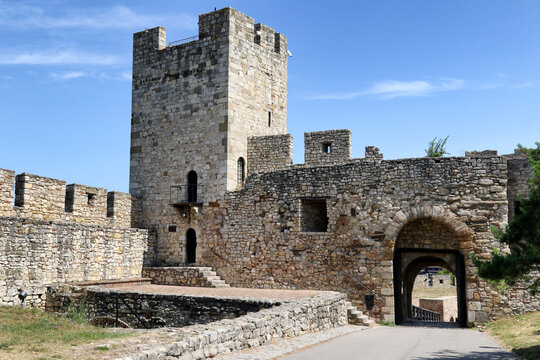 Despot Stefan Tower and stone wall entrance at Kalemegdan Fortress, Belgrade, Serbia
