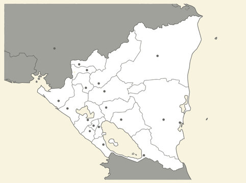 Nicaragua Administrative Map with Departments and Cities