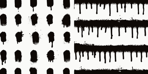black spray paint graffiti strokes on white background urban art street dripping effect splatter artistic design graphic element vector illustration pattern texture grunge © Rita