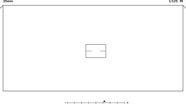 Rangefinder camera frame overlay, camera viewfinder HUD overlay graphic with transparent background, digital screen frame interface for video and photo, 16:9 vector illustration