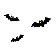 Fototapeta premium Halloween bat icons with glowing yellow eyes in different flying poses