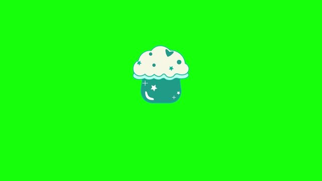 Cute cupcake animation, cartoon character animation. HD video with alpha channel. Motion graphics.
