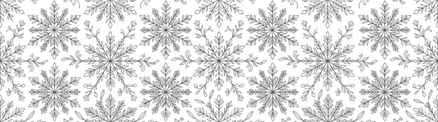 Fototapeta premium Winter Snowflake Pattern on White Background