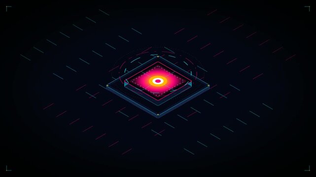 Quantum Computing Processor AI Microchip Isometric Hardware Data Center Infrastructure Seamless Loop