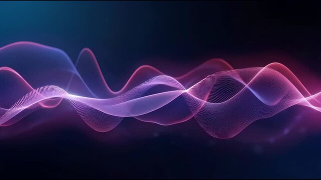 Abstract flowing pink purple wave mesh over dark gradient background evoking calm futuristic motion