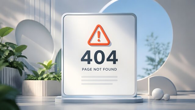 404 page not found website error warning sign concept for modern UI design and digital web maintenance interface
