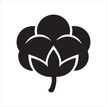Cotton flower symbol icon for natural organic textile material and soft garment industry.