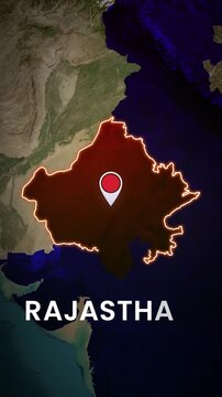 Rajasthan Map Animation, Rajasthan Location Pin, India State Map Vertical