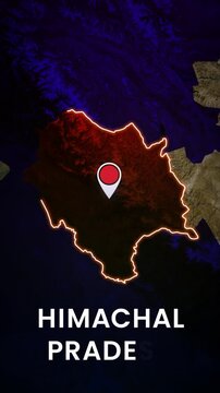 Himachal Pradesh Map Animation, Himachal Pradesh Location Pin, India State Map Vertical