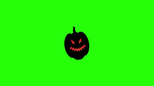 Halloween pumpkin silhouette on green screen. Scary jack-o-lantern icon for video editing.