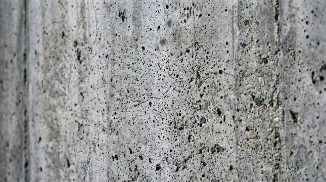 Rough Gray Concrete Wall With Pores, Aggregate, and Fine Crack