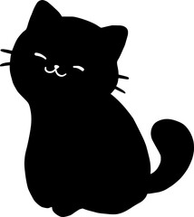 Cute Black Cat Silhouette Illustration © Lembayungvibe