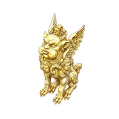 Fototapeta premium Ornate Golden Winged Mythical Creature Statue Sculpture