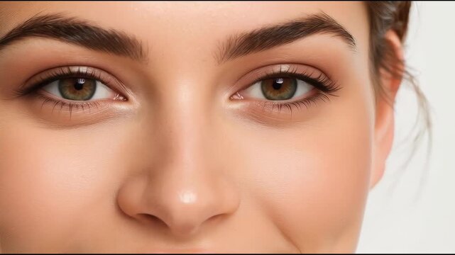 Young woman close up portrait face skin complexion natural close up portrait of smiling woman with