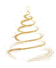 Obraz premium Christmas Gold Glitter Tree Isolated