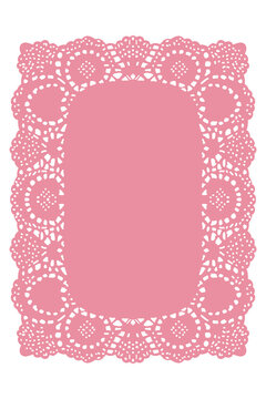 Pink Rectangular Lace Frame Doily
