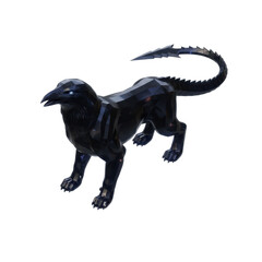 Fototapeta premium Abstract Polygonal Black Creature with Bird Head and Tail