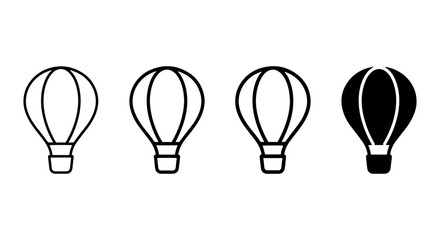 Hot Air Balloon Icons Set, Simple Outline and Solid Fill Vector Graphics for Travel and Adventure Themes © soto