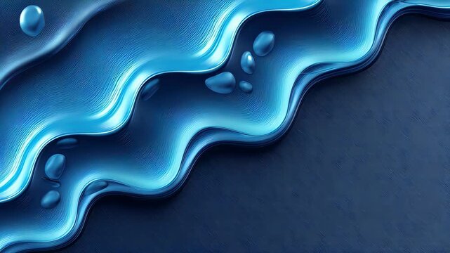 Blue liquid wavy surface with droplets