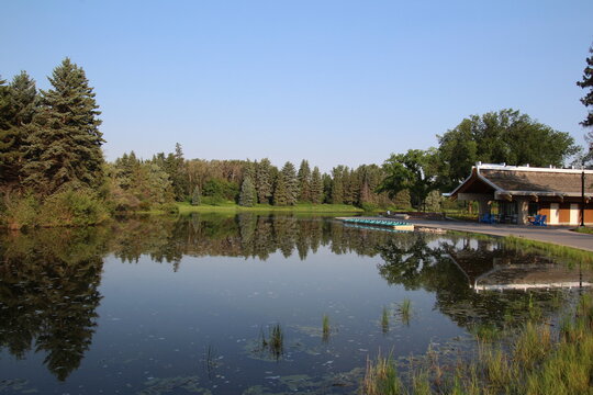 Boathouse and Lake, William Hawrelak Park, Edmonton, Alberta