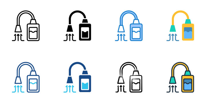 Suction device icons set multiple style collection. Editable stroke 