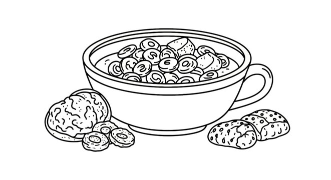 Cereal in a bowl with cookies.