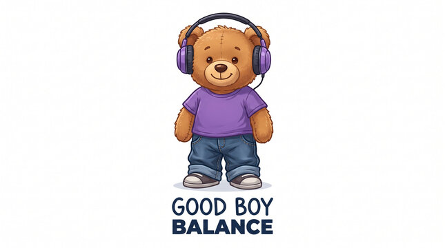 Teddy bear with headphones.