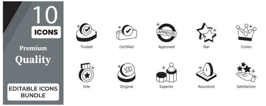 Premium Quality Badge Glyph Icons Set
