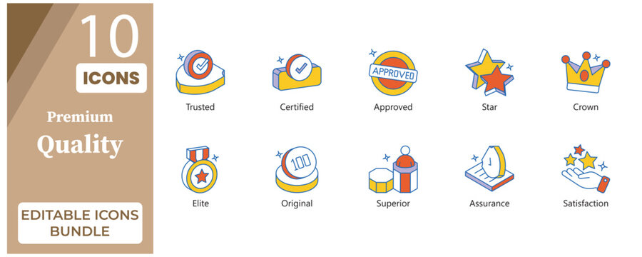 Premium Quality Badge Color Outline Icons Set