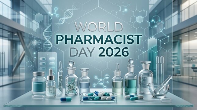 World Pharmacist Day 2026 Medical Bottles and Lab Glassware