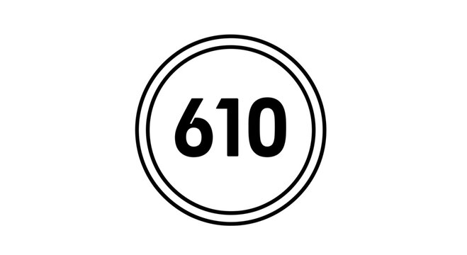 Number 610 in a Circle