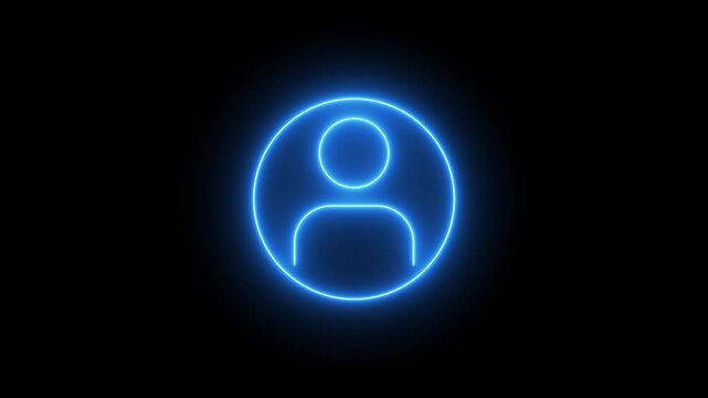 User profile icon animation. Neon avatar person icons for user profile or login buttons