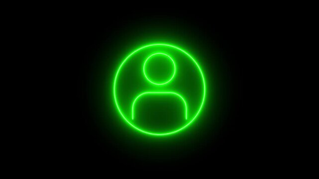 User profile icon animation. Neon avatar person icons for user profile or login buttons