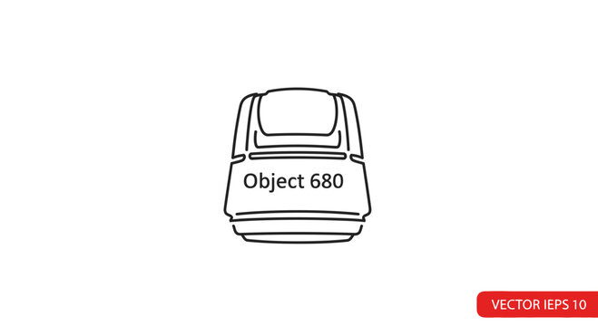 Object 680 icon, line art, futuristic, technology concept, isolated on white background