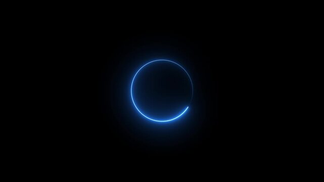 Neon circle frame animation .Neon circular border pulsing animation, live streaming neon sign circle effect. alpha channel seamless loop.