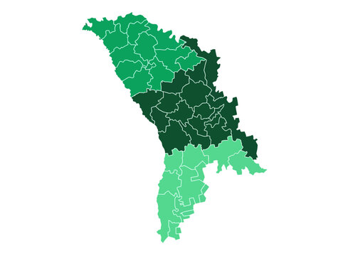 Moldova Administrative Vector Map with Districts in Green Gradient