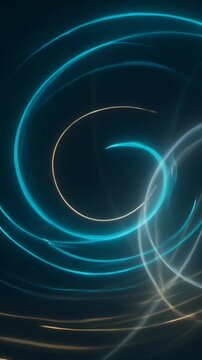 Abstract swirling blue and white light trails in motion, dynamic vortex flow patterns for modern digital background displays