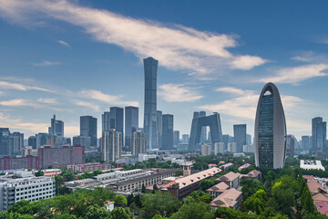 Obraz premium Time-lapse photography of Beijing's business district and the People's Daily building in China