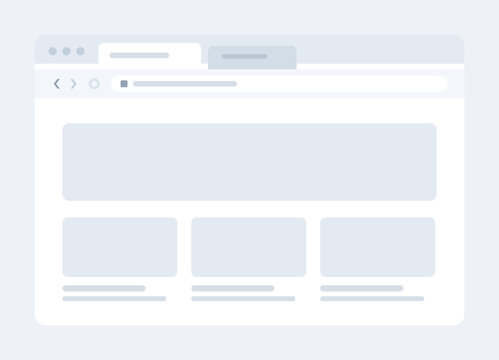 Desktop browser window mockup with tabs address bar and blank page