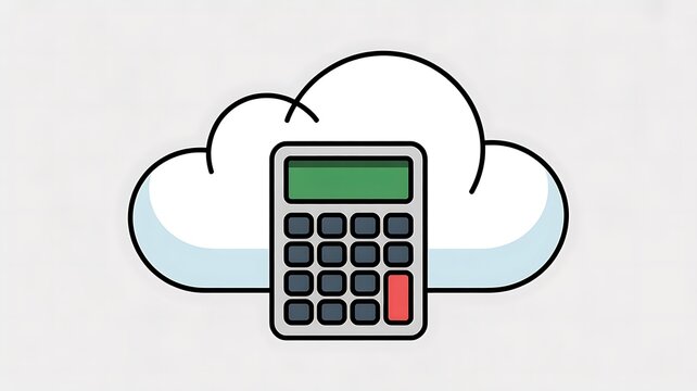 Calculator icon inside a digital cloud shape