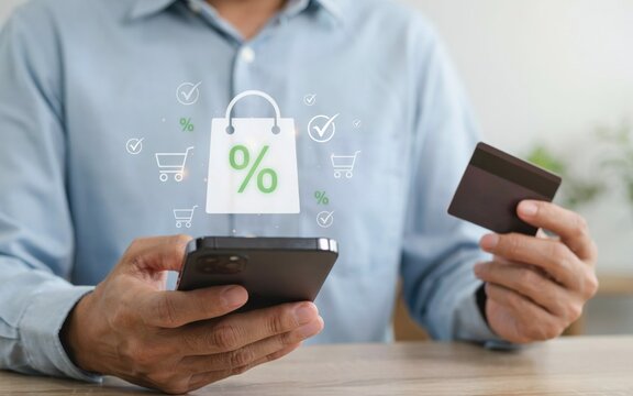 Online shopping concept with smartphone and credit card