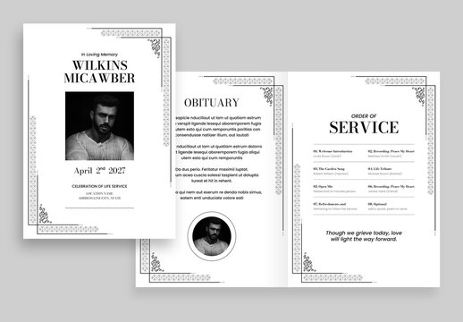Funeral Program Memorial Service Obituary Layout